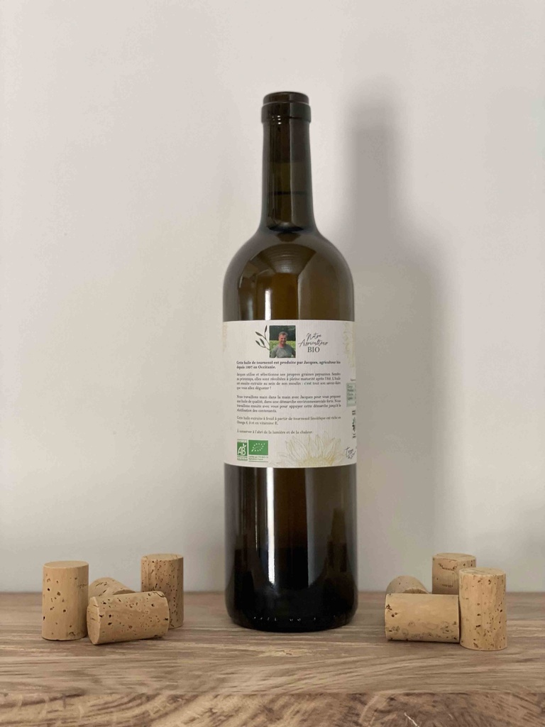 Bouteille 0.75l Huile de Tournesol Vierge France bio*C/R