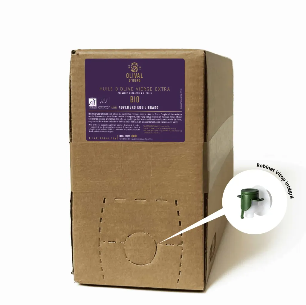 BIB 10l Huile d'Olive Vierge Extra Portugal Equilibrée - Cuvée récolte intermédiaire « Novembre Equilibrado » bio*