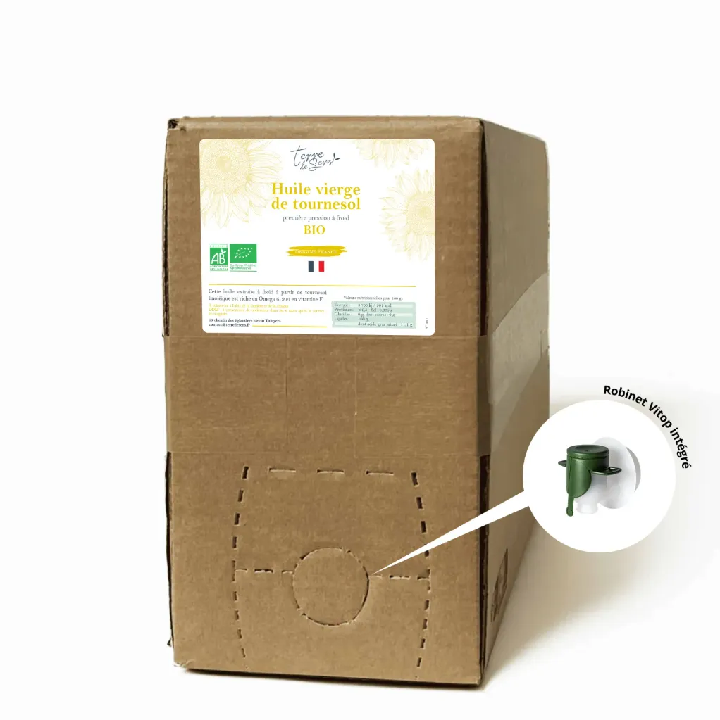 BIB 10l Huile de Tournesol Vierge France bio*