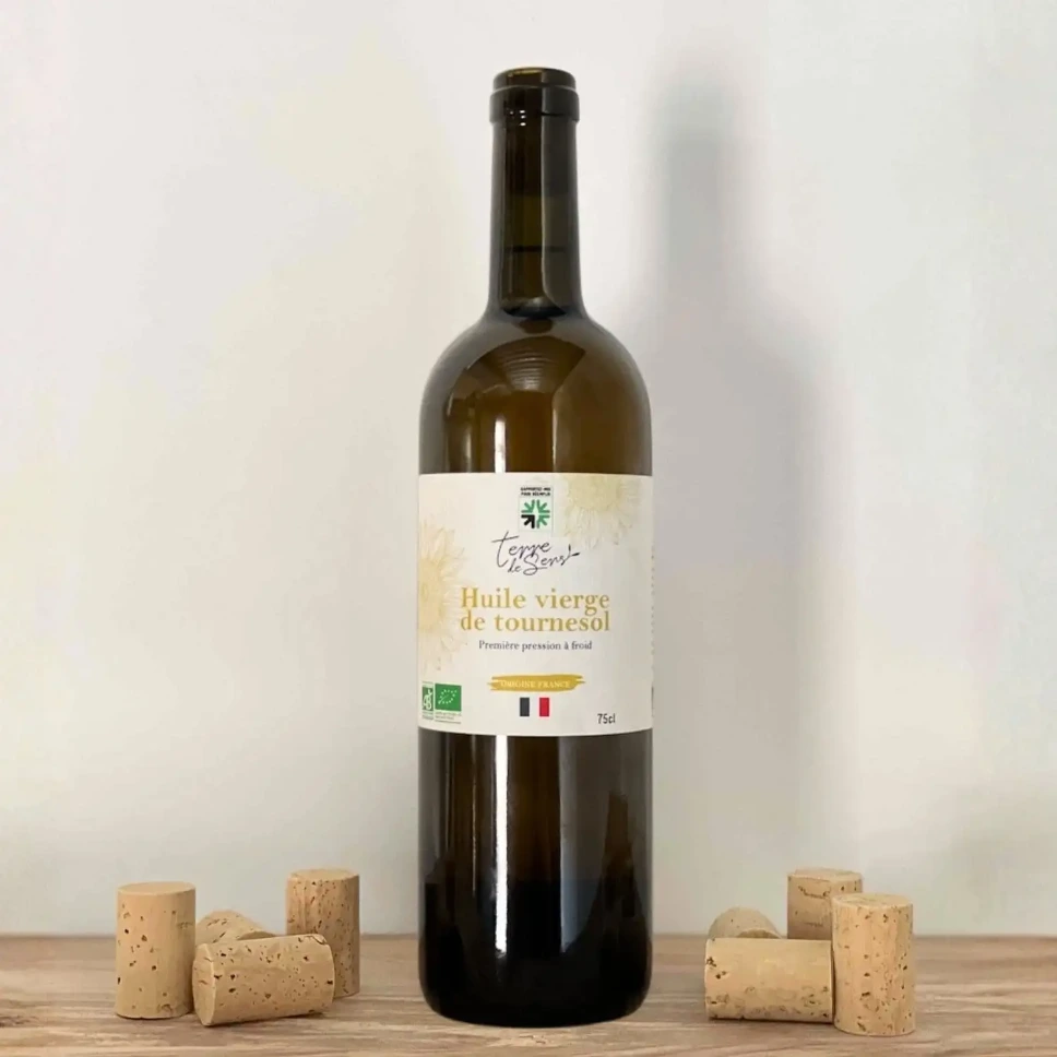 [HT FR] Bouteille 0.75l Huile de Tournesol Vierge France bio*C/R
