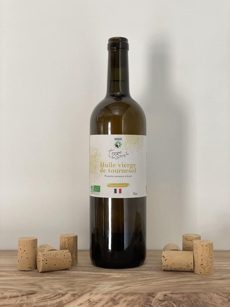 Bouteille 0.75l Huile de Tournesol Vierge France bio*C/R