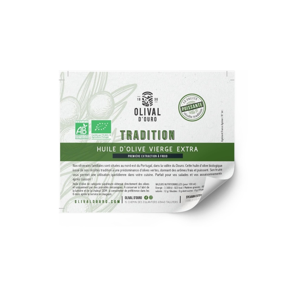 ETQ pack 50 Huile d'Olive Vierge Extra Portugal Puissante bio* C/R 100*80mm