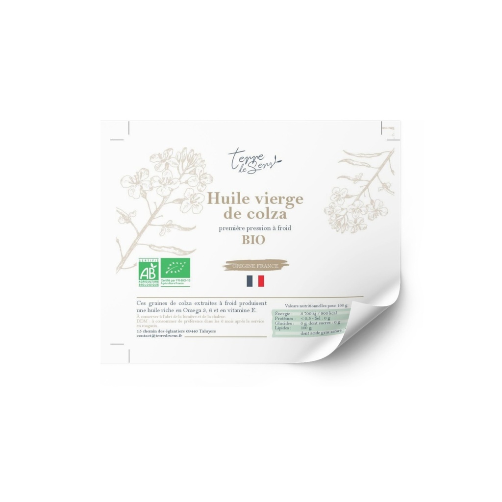 ETQ pack 50 Huile de Colza Vierge France bio* C/R 100*80mm
