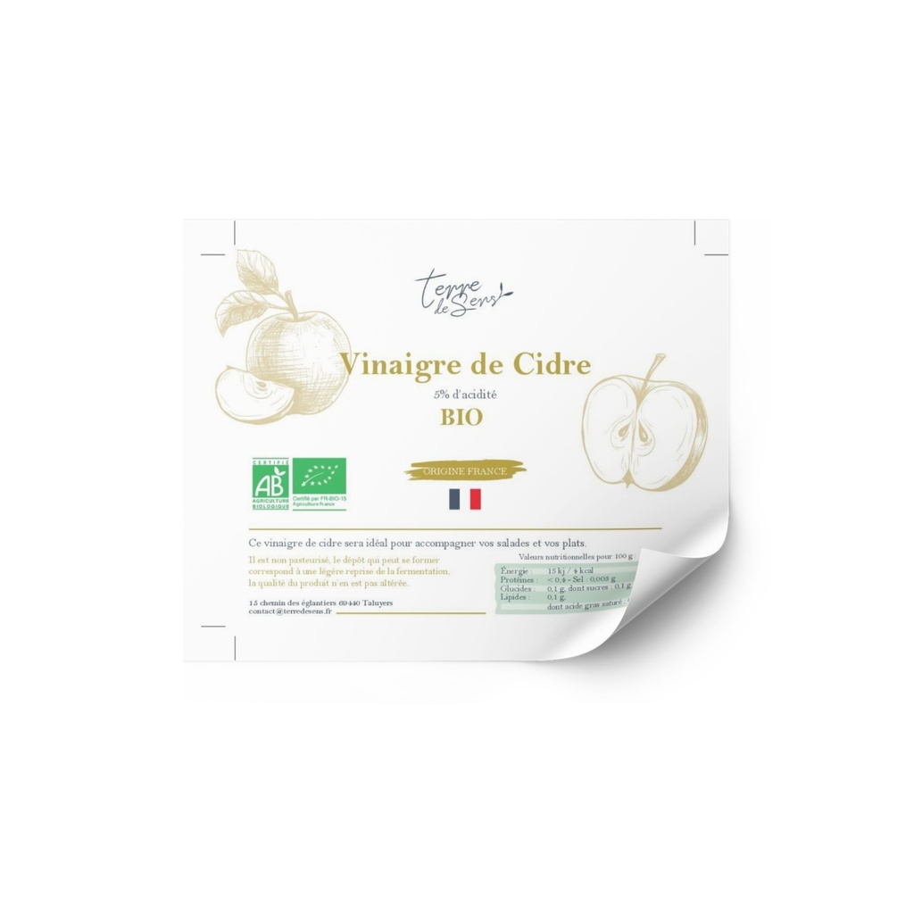 [VC FR] ETQ pack 50 Vinaigre de Cidre France bio* C/R 100*80mm