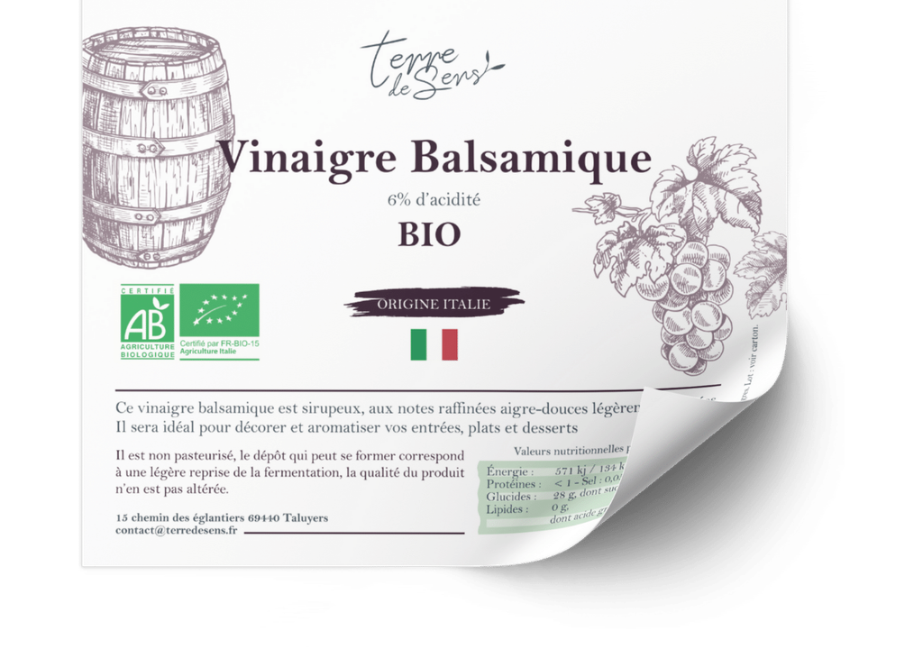 [VB IT] ETQ pack 50 Vinaigre Balsamique Italie bio* C/R 100*80mm