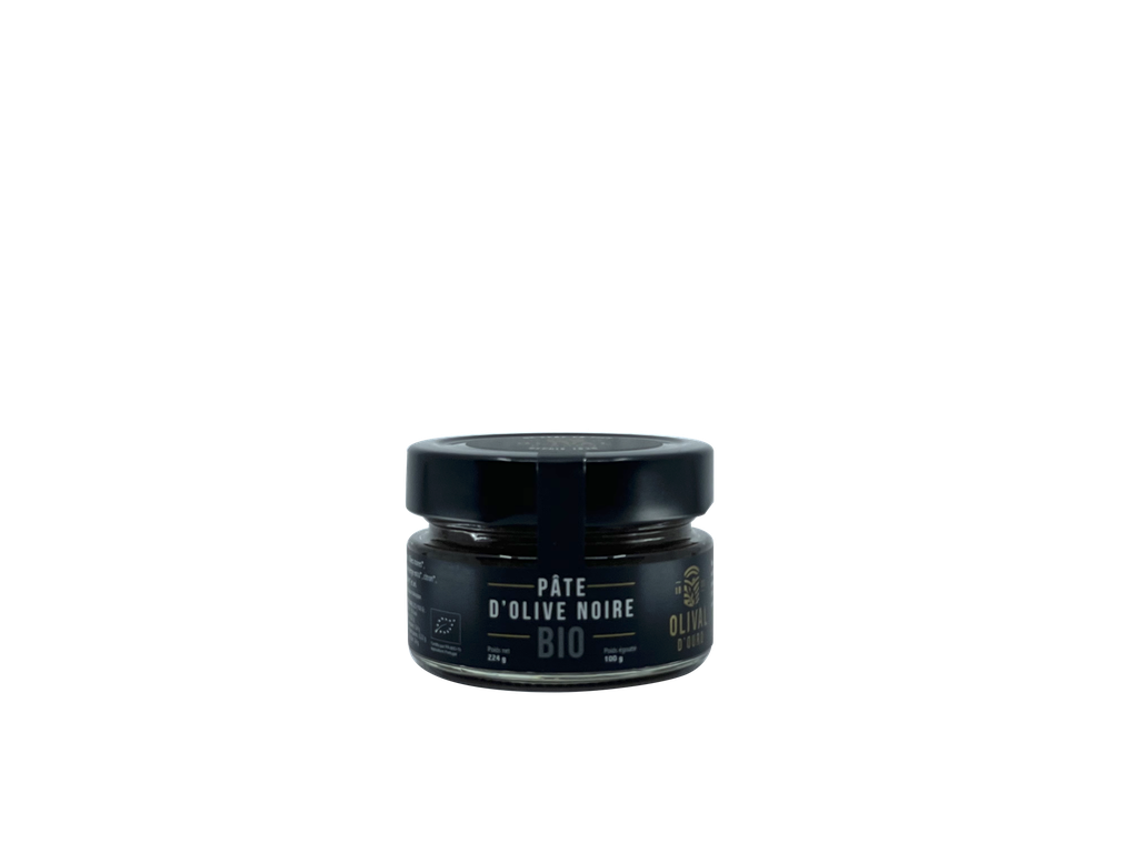 Pot en verre 0,1kg Pâte d'olive Noire Portugal Variété Cobrançosa à l'HOVE bio* C/R