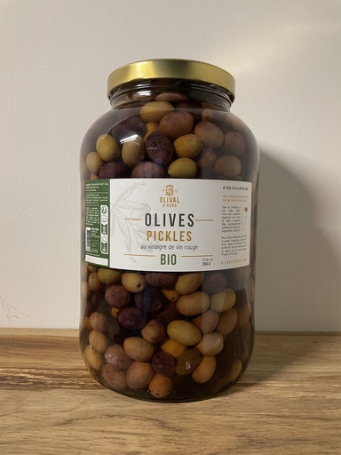 NOUVEAU Pot en verre 2,5kg Olives entières Vertes & Violettes Portugal Variété Cobrançosa - nature bio* C/R