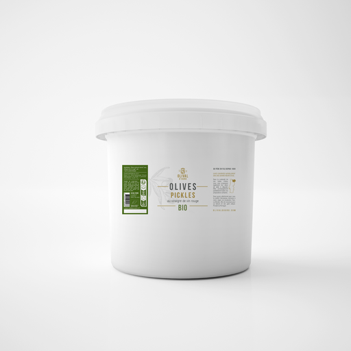 Seau 10kg Olives dénoyautées tranchées Vertes & Violettes Portugal Variété Cobrançosa bio* C/R