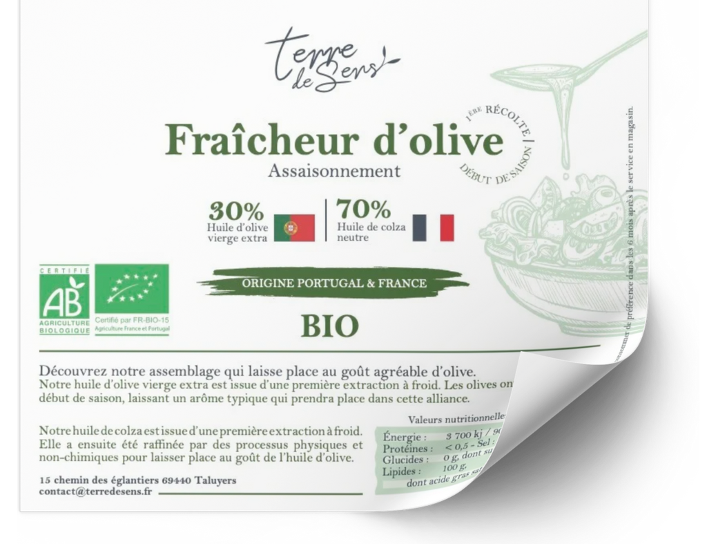 ETQ pack 50 Huile Fraicheur d'olive bio* C/R 100*80mm