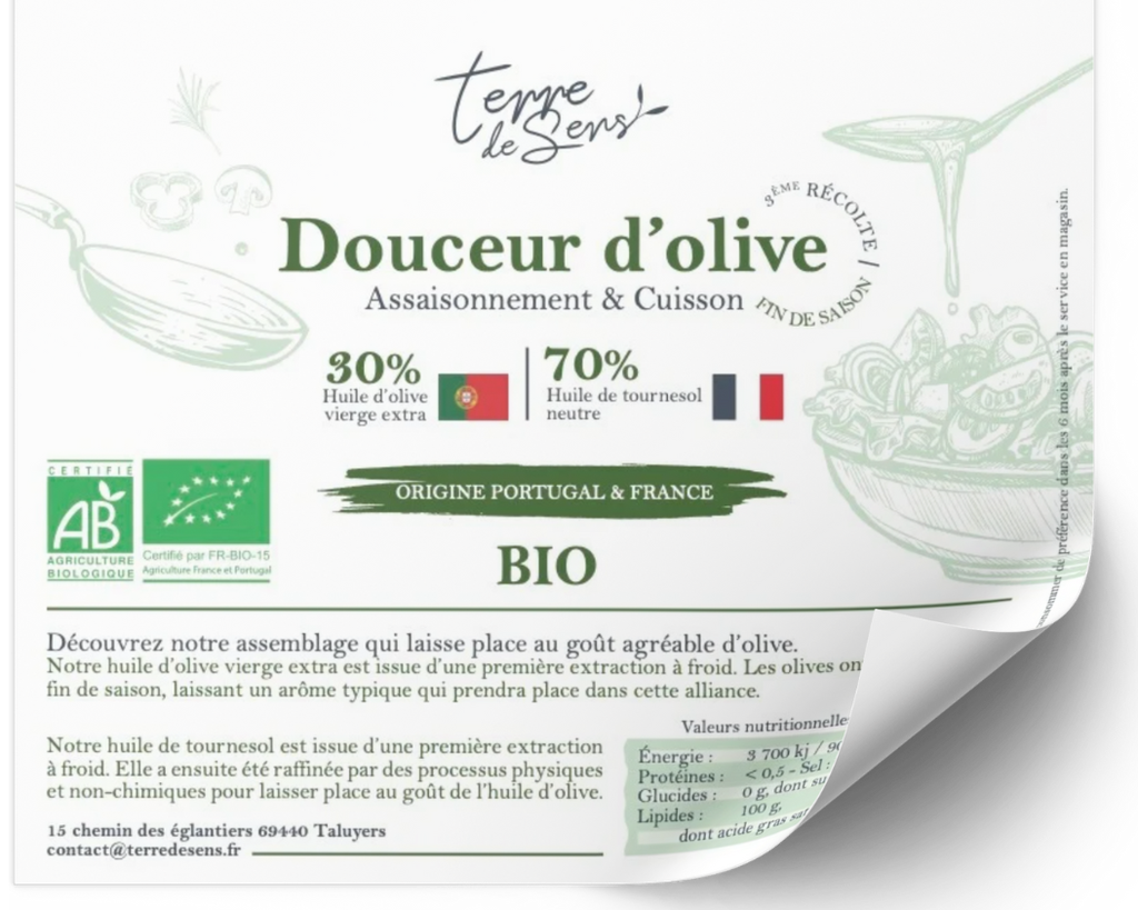 ETQ pack 50 Huile Douceur d'olive & tournesol bio* C/R 100*80mm