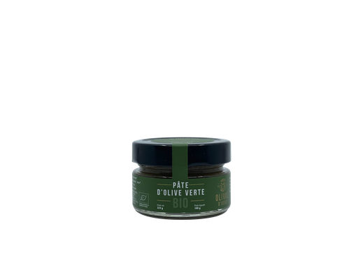 [PO PT VERTE] Pot en verre 0,1kg Pâte d'olive Verte Portugal Variété Cobrançosa à l'HOVE bio* C/R