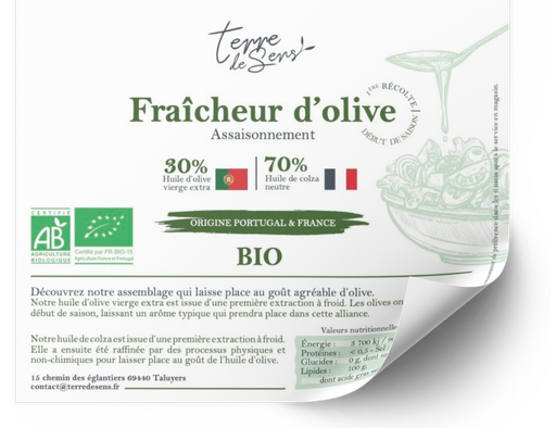 [FO] ETQ pack 50 Huile Fraicheur d'olive bio* C/R 100*80mm
